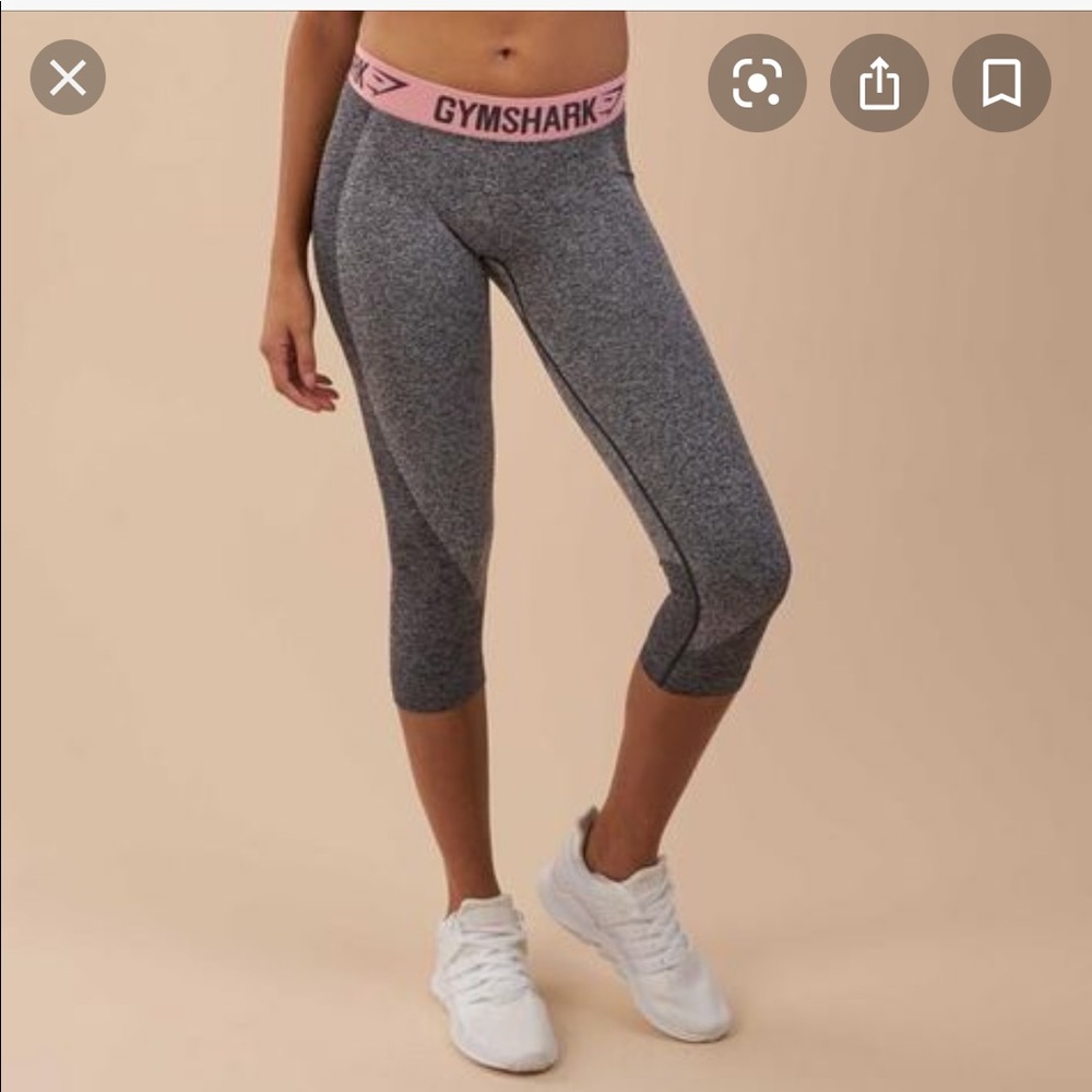 Gymshark flex leggings crop grey/pink small